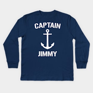 Nautical Captain Jimmy Personalized Boat Anchor Kids Long Sleeve T-Shirt